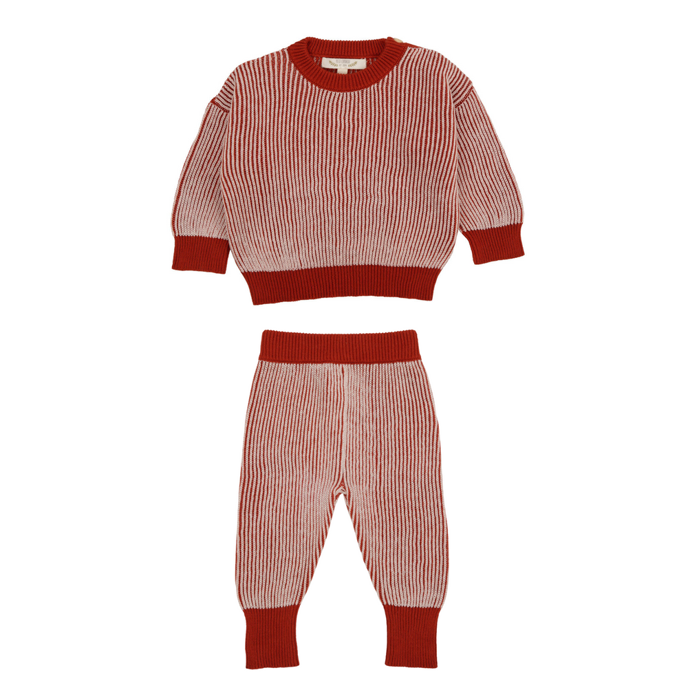 Ketchup Multi Two-Tone Rib Knit Sweater + Pant Set