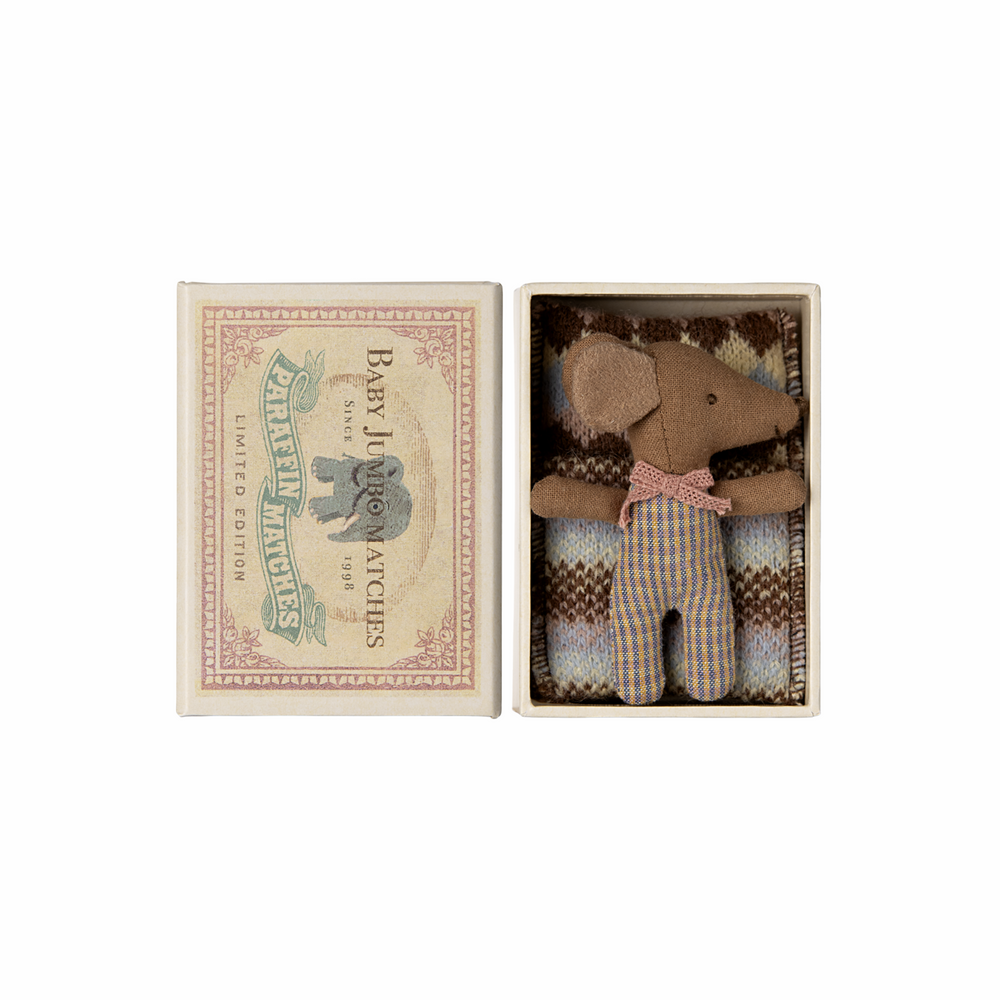 Sleepy Wakey Baby Mouse in Matchbox in Rose