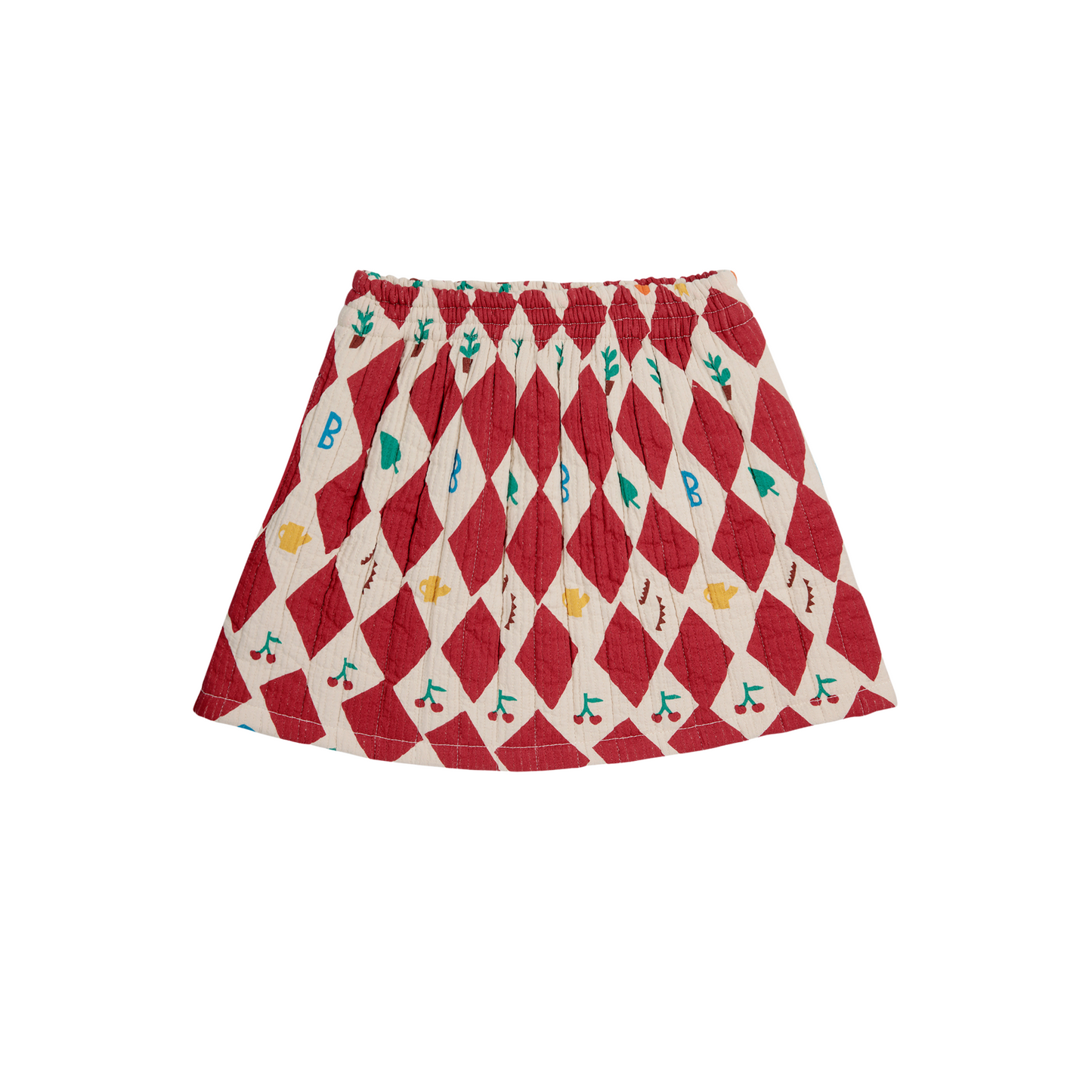 Harlequin All Over Quilted Woven Skirt