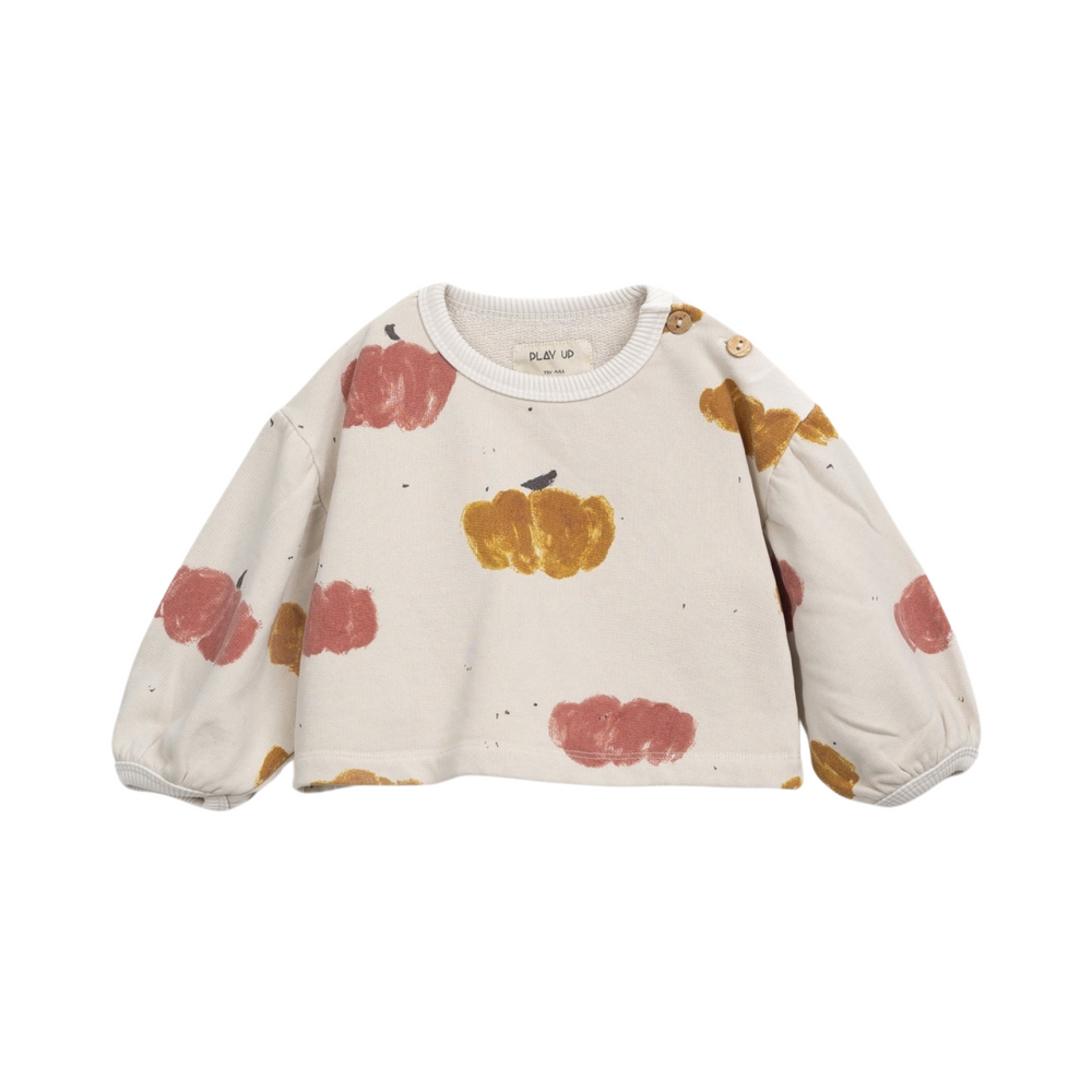 Puff Sleeve Cloud Print Fleece Sweatshirt