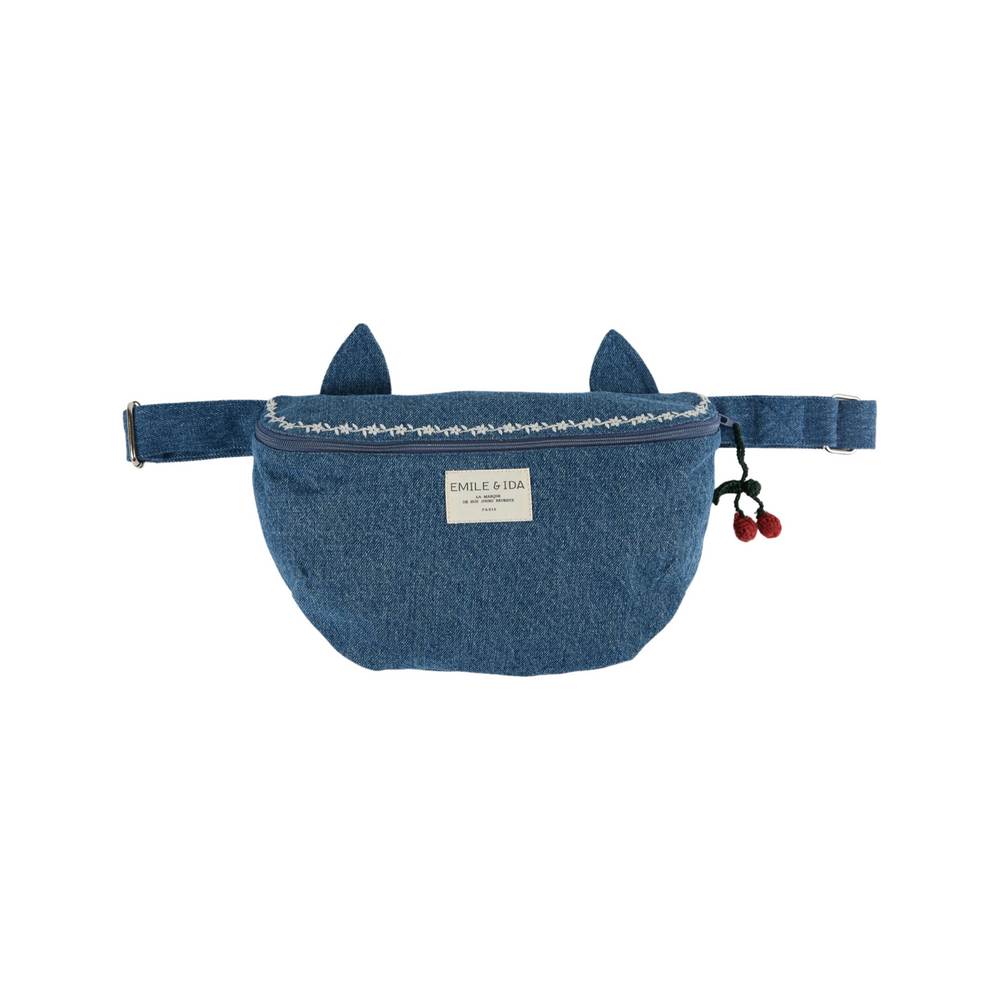 Embroidered Denim Banana Bag