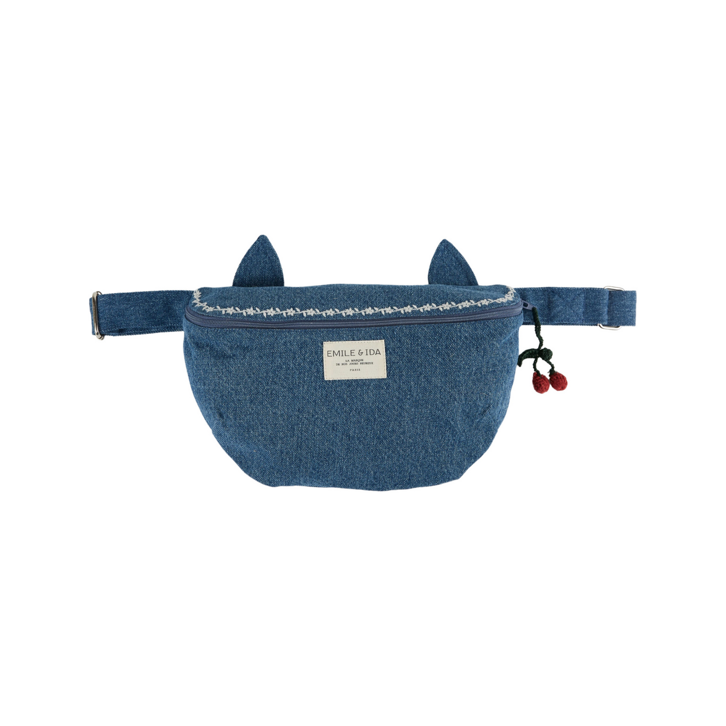 Embroidered Denim Banana Bag