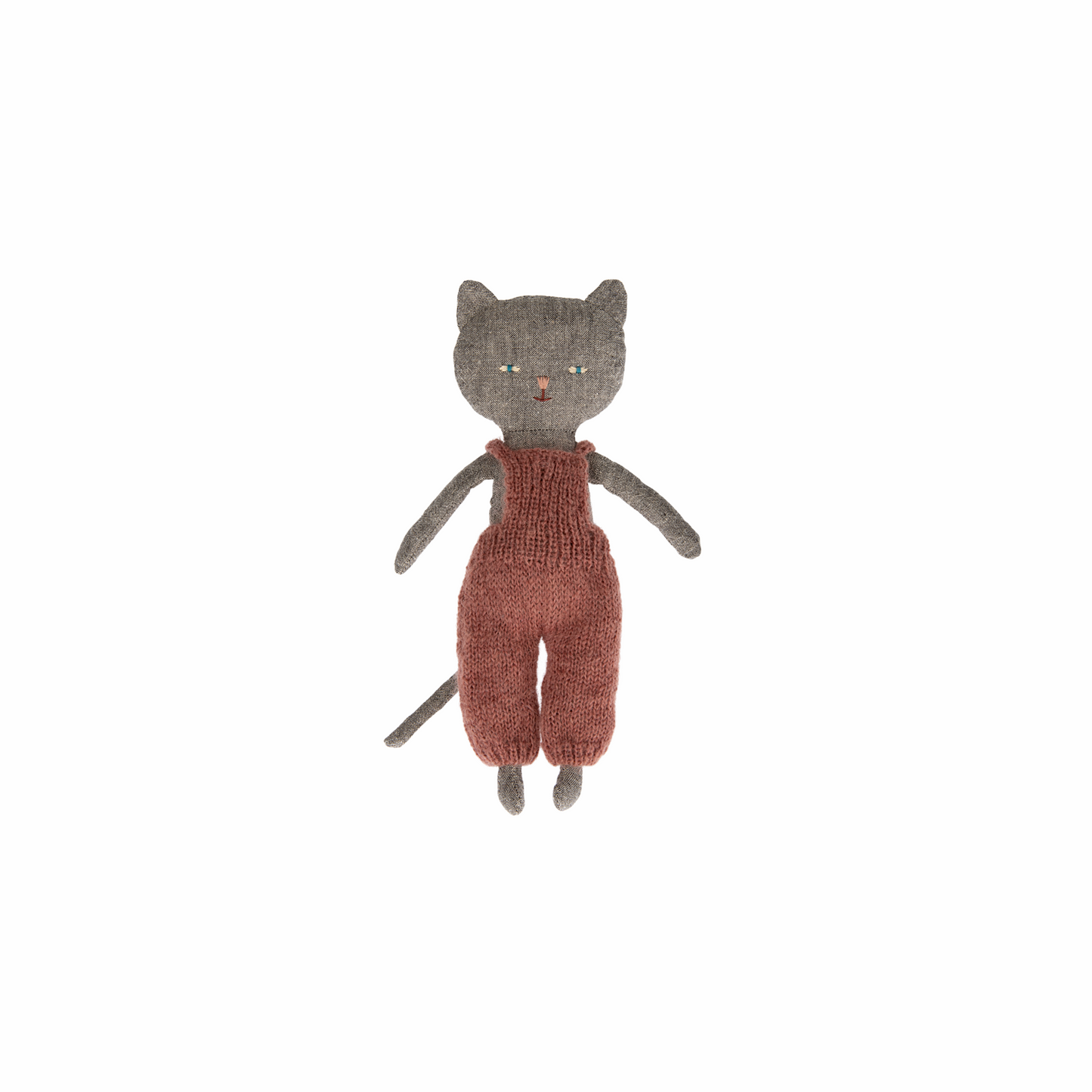 Grey Kitten in Overalls