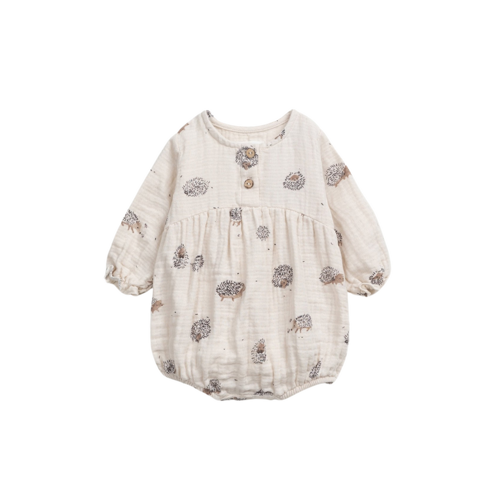 Hedgehog Print Woven Romper