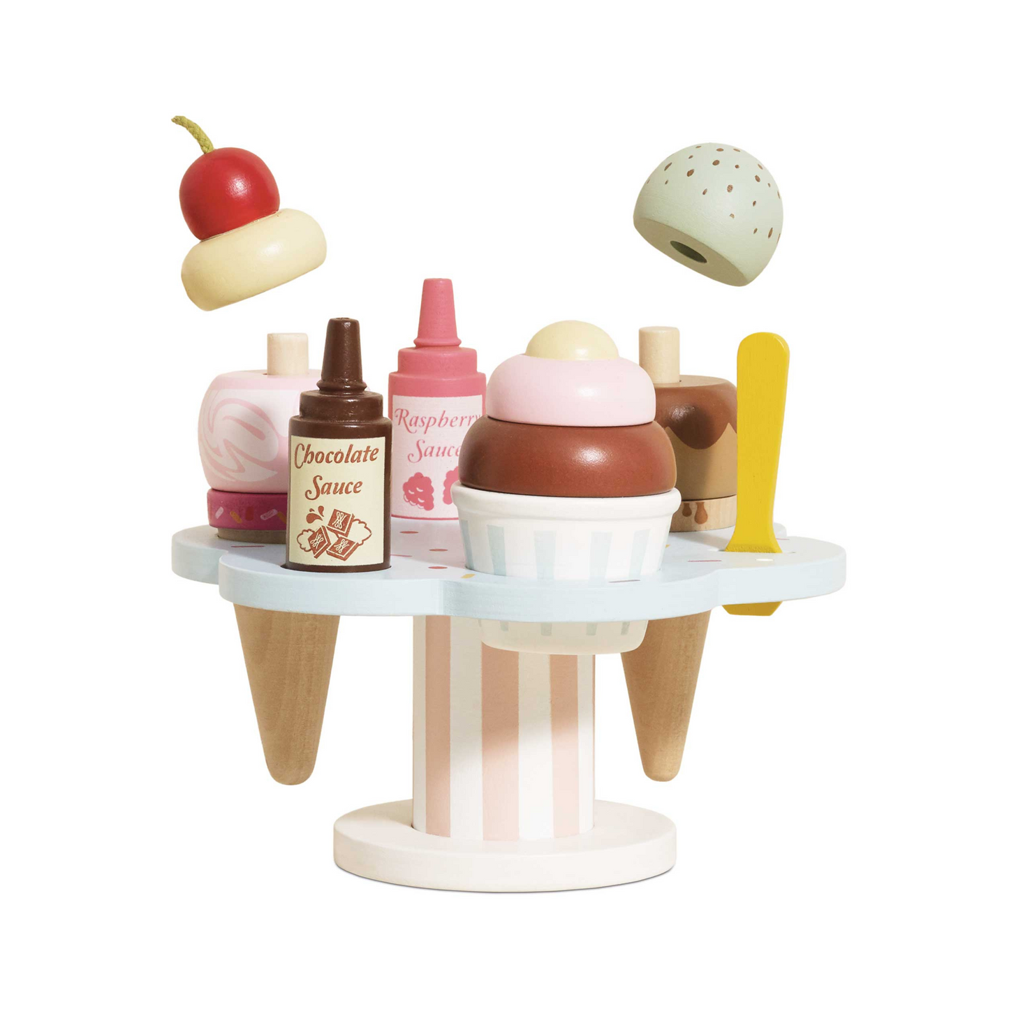 Wooden Ice Cream Stand & Toppings