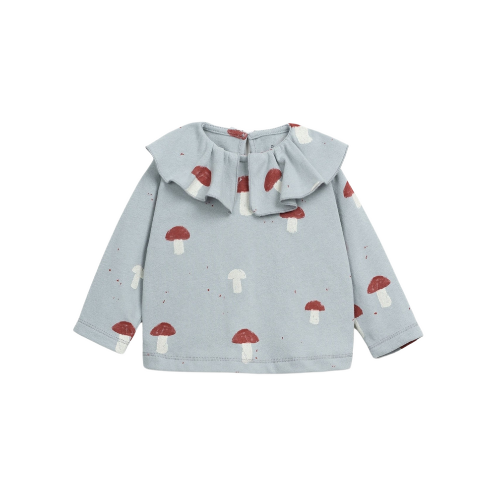 Mushroom Print Ruffle T-Shirt