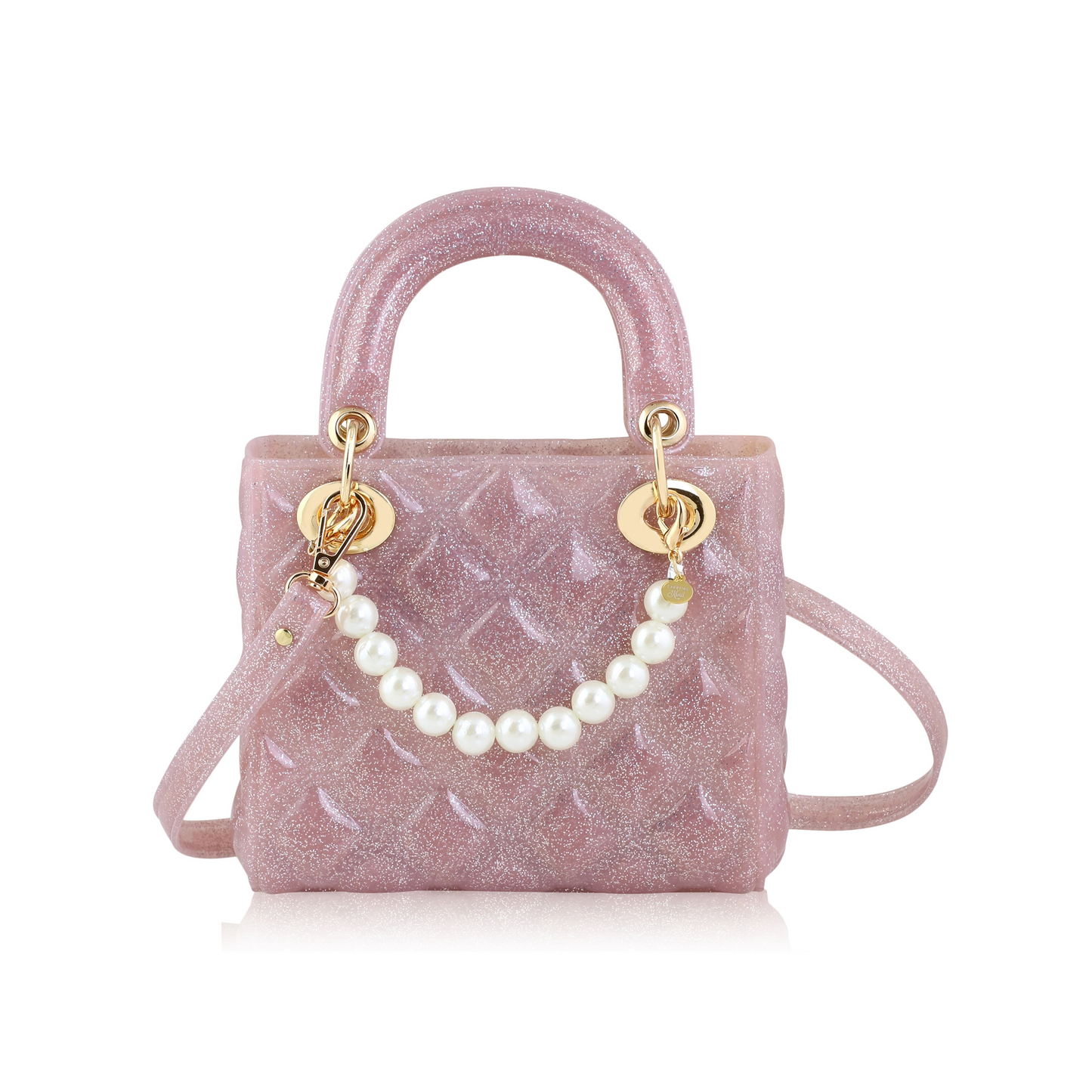 Pearl Quilted Pink Sparkle Purse