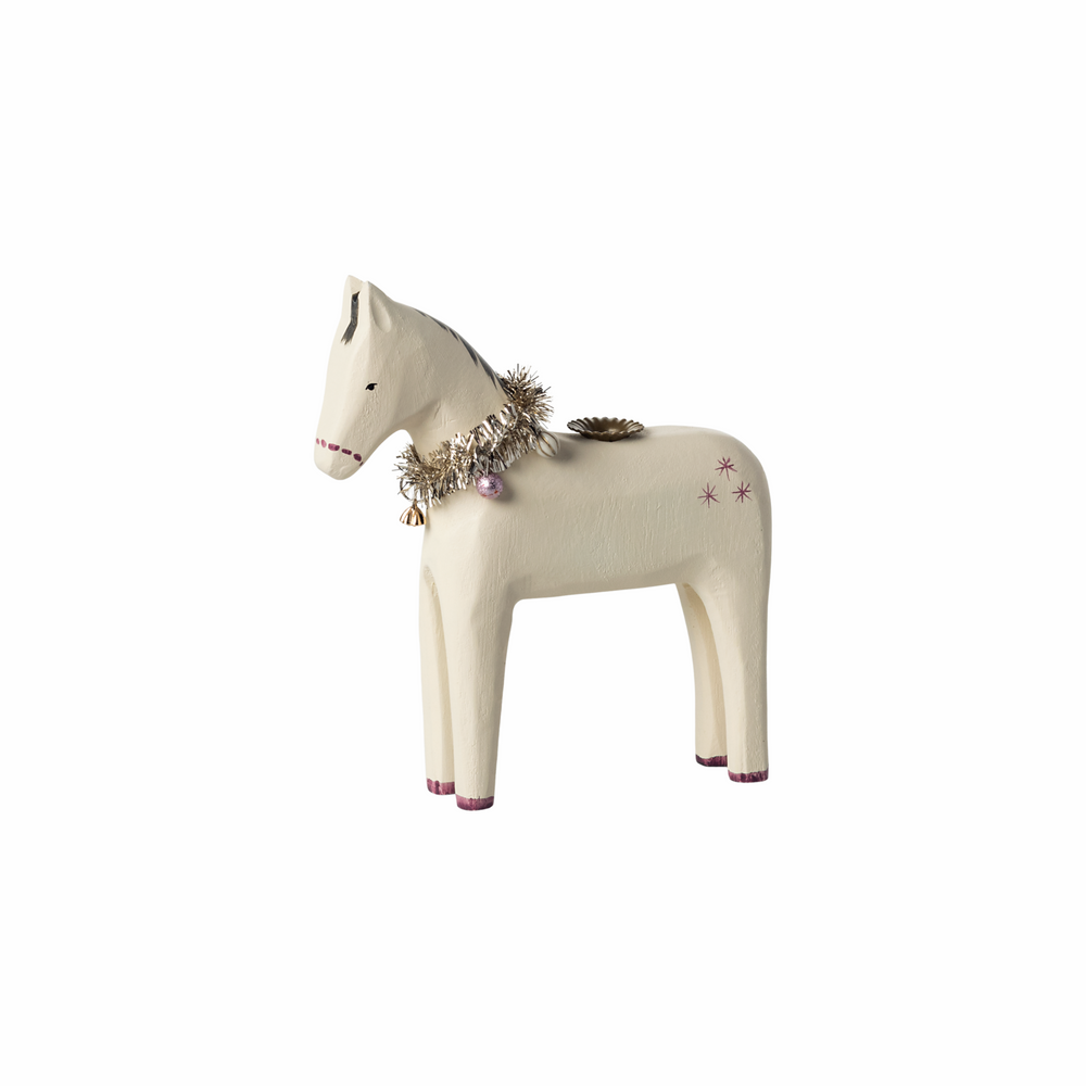 Small Horse Wooden Candle Holder