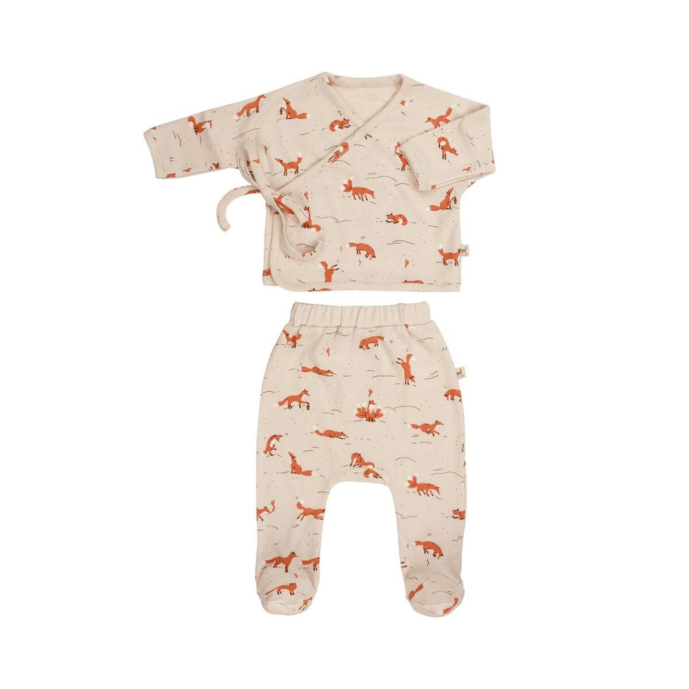 Mountain Kitsune (Foxes) Kimono Top + Footed Pants Set