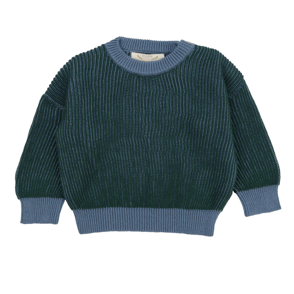 
                      
                        Dark Green Multi Two-Tone Rib Knit Sweater + Pant Set
                      
                    