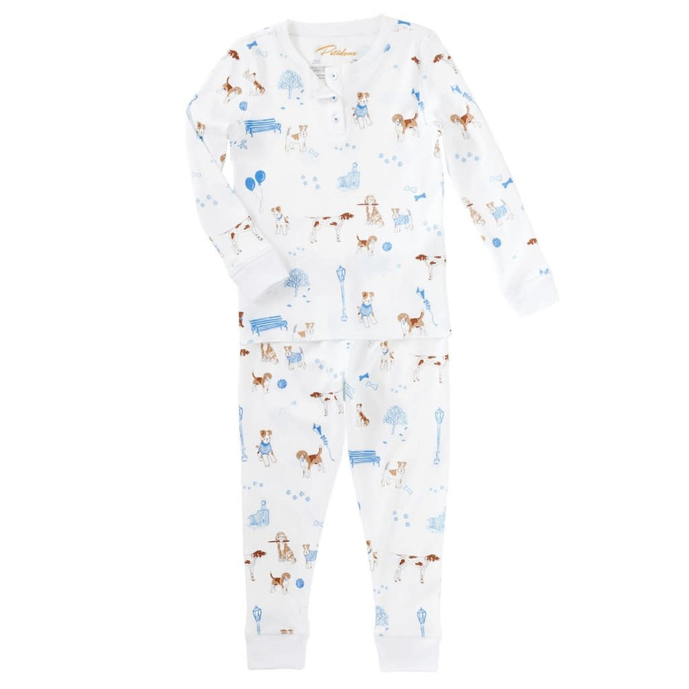 Blue Pawprints in the Park Pajama Set