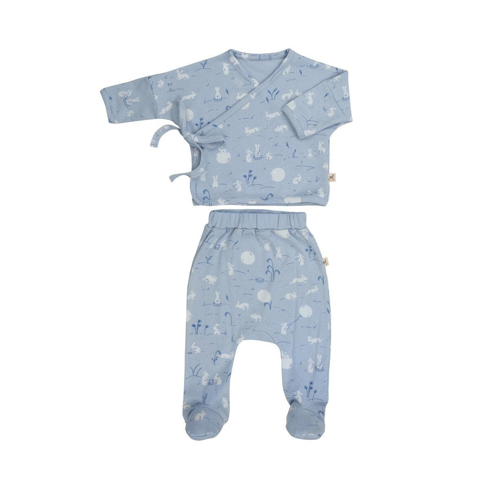 Moonlit Usagi (Hares) Kimono Top + Footed Pant Set