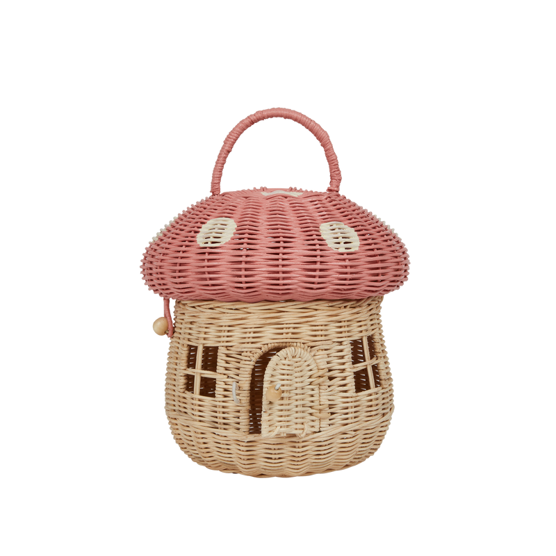 Rattan Mushroom Basket in Musk